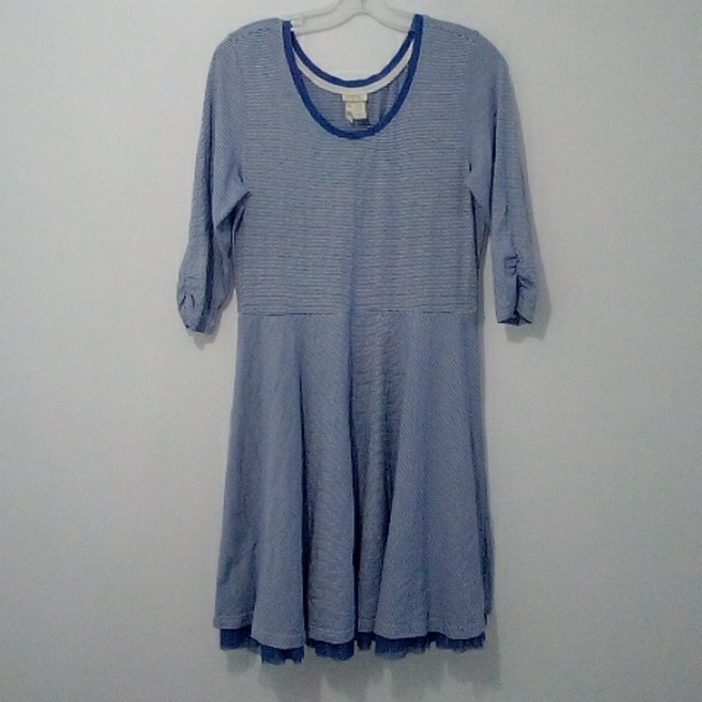 Matilda Jane blue white striped shirt dress